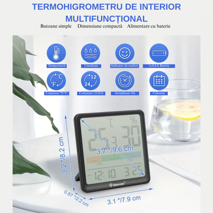 Termometru & Higrometru Digital Geevon Negru