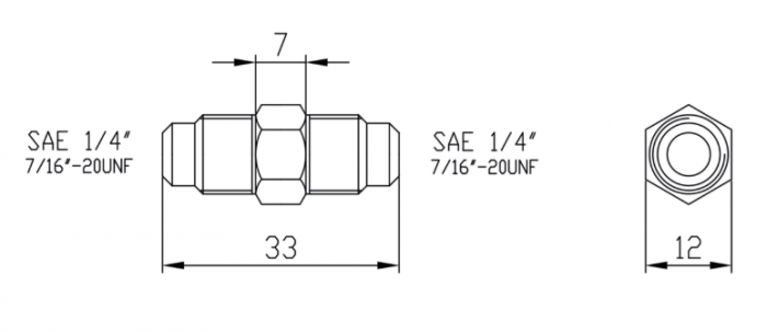 Racord drept din alama 1/4" × 1/4"