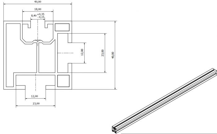 Profil din aluminiu SPL-1, 4.6 m