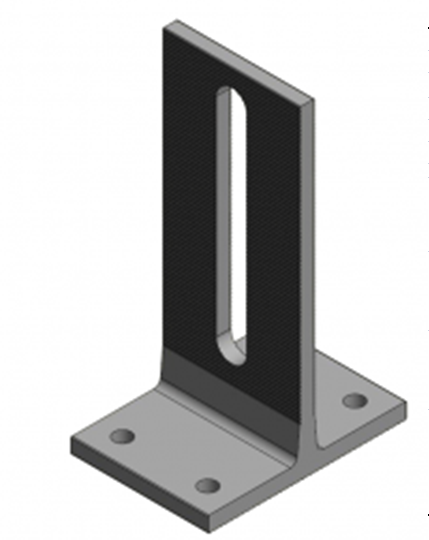 Suport în formă de T din aluminiu cu 4 găuri de 5 mm pentru șuruburi